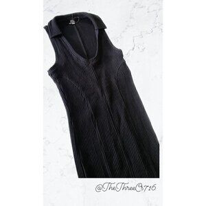 BDG Urban Outfitters Black Ribbed Sleeveless Deep V Neck Cotton Dress Size MED